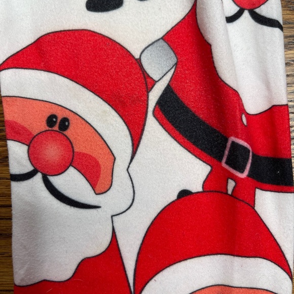 Festive Christmas Holiday Girls Santa Print Leggings Size 4 - Picture 6 of 10
